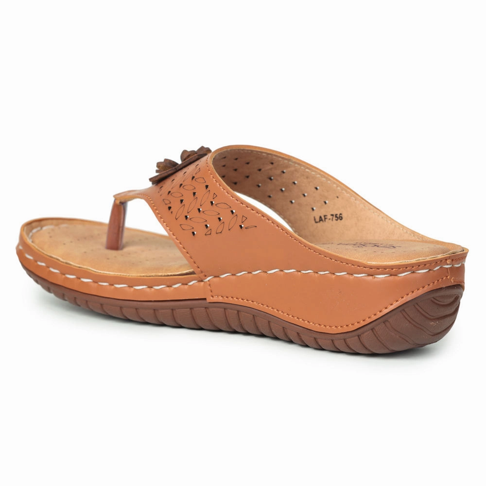Senorita Casual Tan Slippers For Women LAF-756 By Liberty