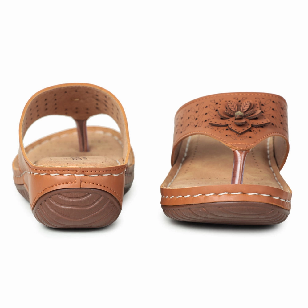 Senorita Casual Tan Slippers For Women LAF-756 By Liberty