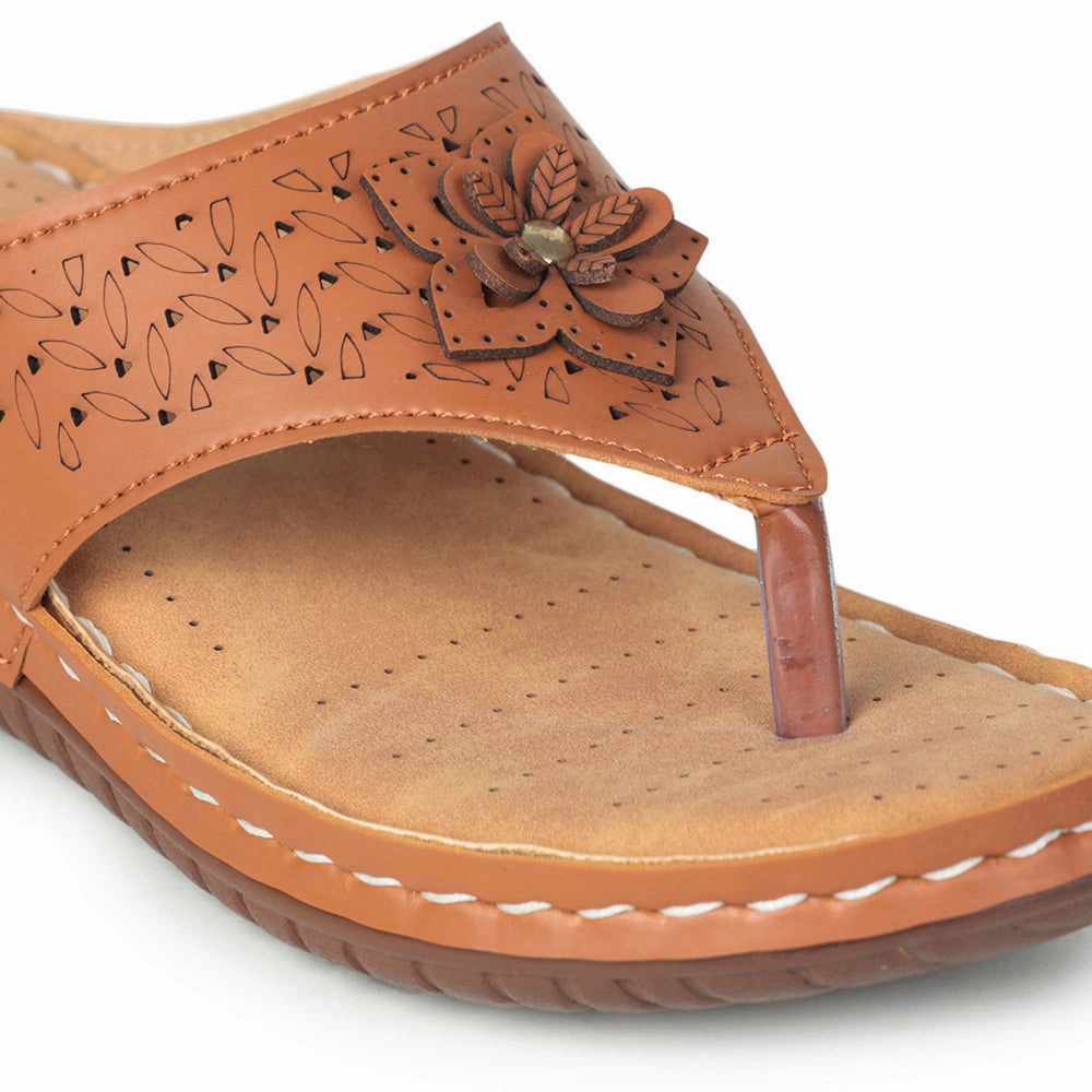 Senorita Casual Tan Slippers For Women LAF-756 By Liberty