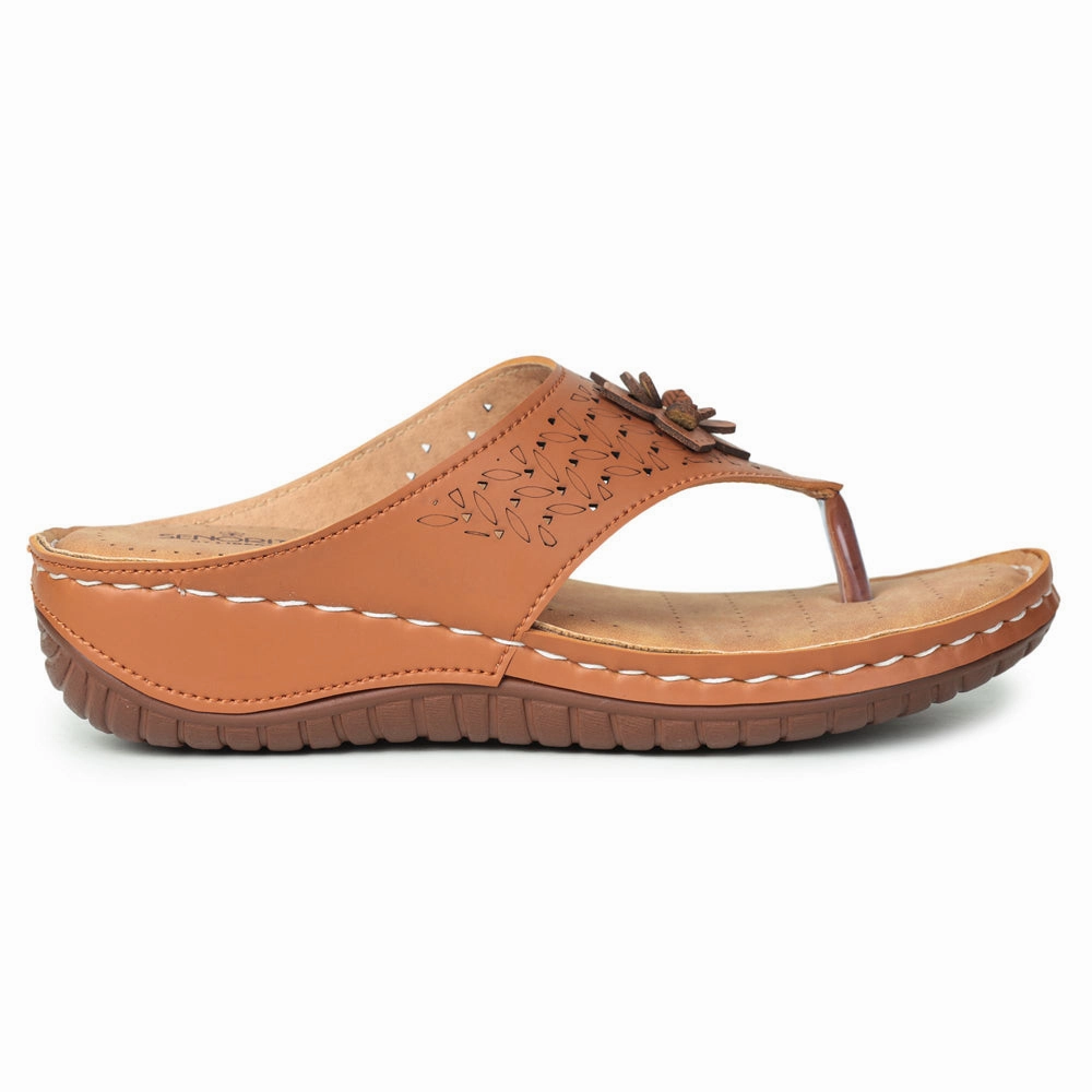 Senorita Casual Tan Slippers For Women LAF-756 By Liberty