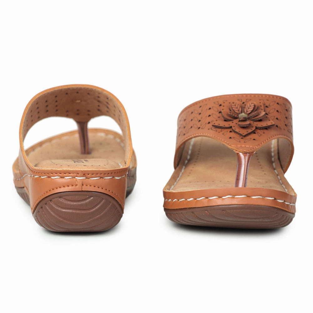 Senorita Casual Tan Slippers For Women LAF-756 By Liberty