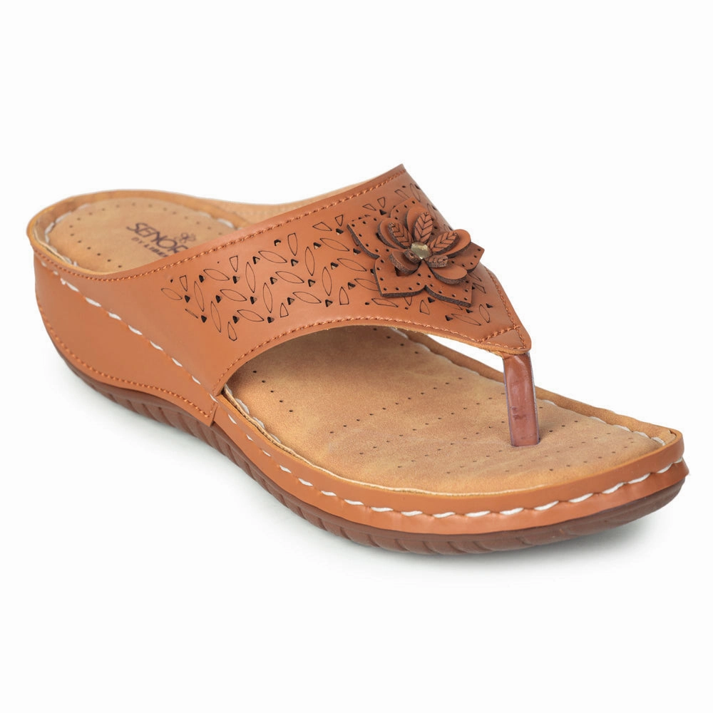 Senorita Casual Tan Slippers For Women LAF-756 By Liberty