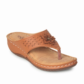 Senorita Casual Tan Slippers For Women LAF-756 By Liberty