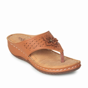 Senorita Casual Tan Slippers For Women LAF-756 By Liberty