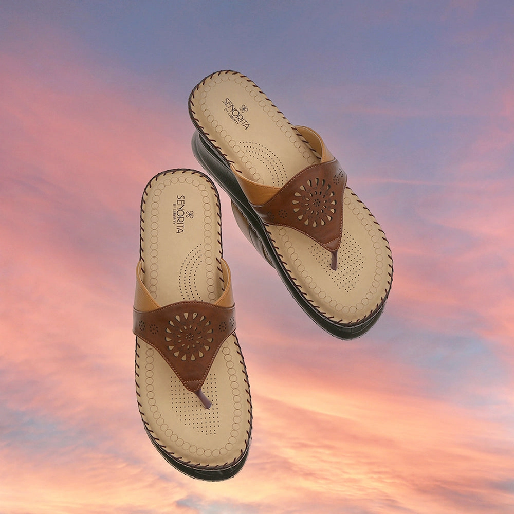 Senorita Comfort (Brown) Slippers For Women LAF-1002 By Liberty