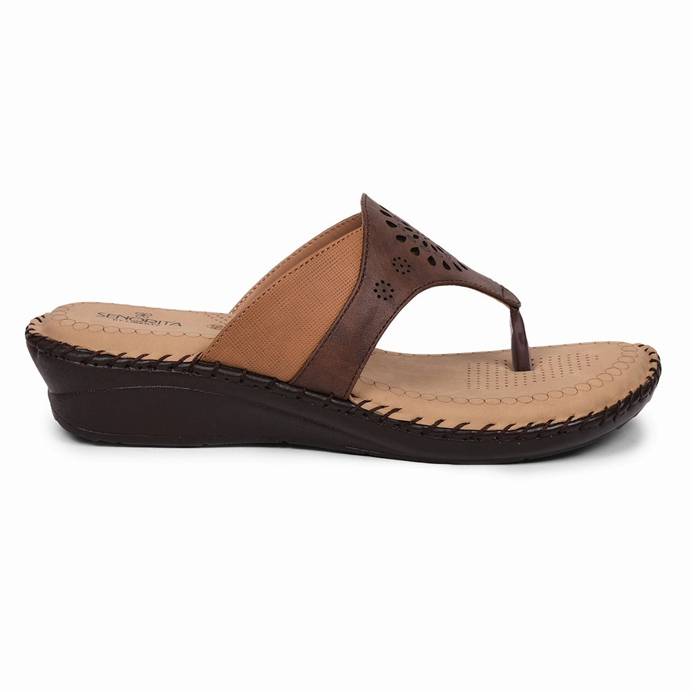 Senorita Comfort (Brown) Slippers For Women LAF-1002 By Liberty