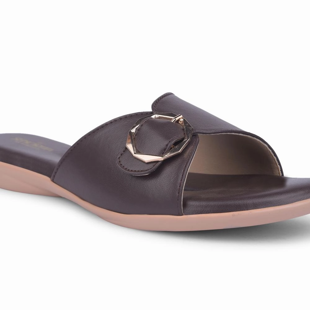 Senorita Formal Dark Brown Flat Slippers For Women MK-238E By Liberty