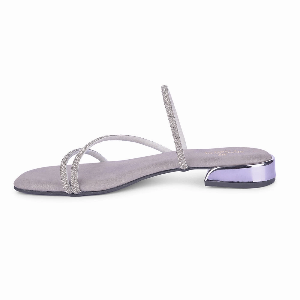 Senorita Gun Metal Flat Sandal For Women AMG-32 By Liberty