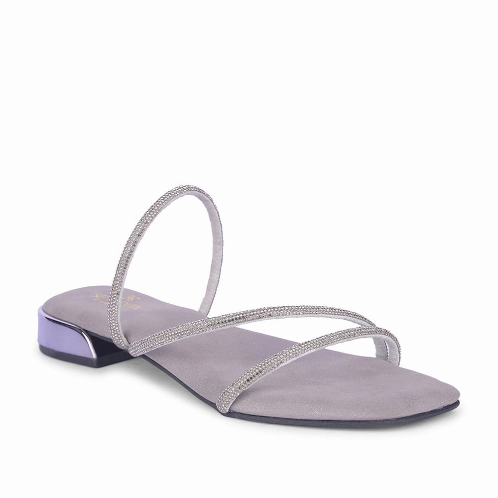 Senorita Gun Metal Flat Sandal For Women AMG-32 By Liberty