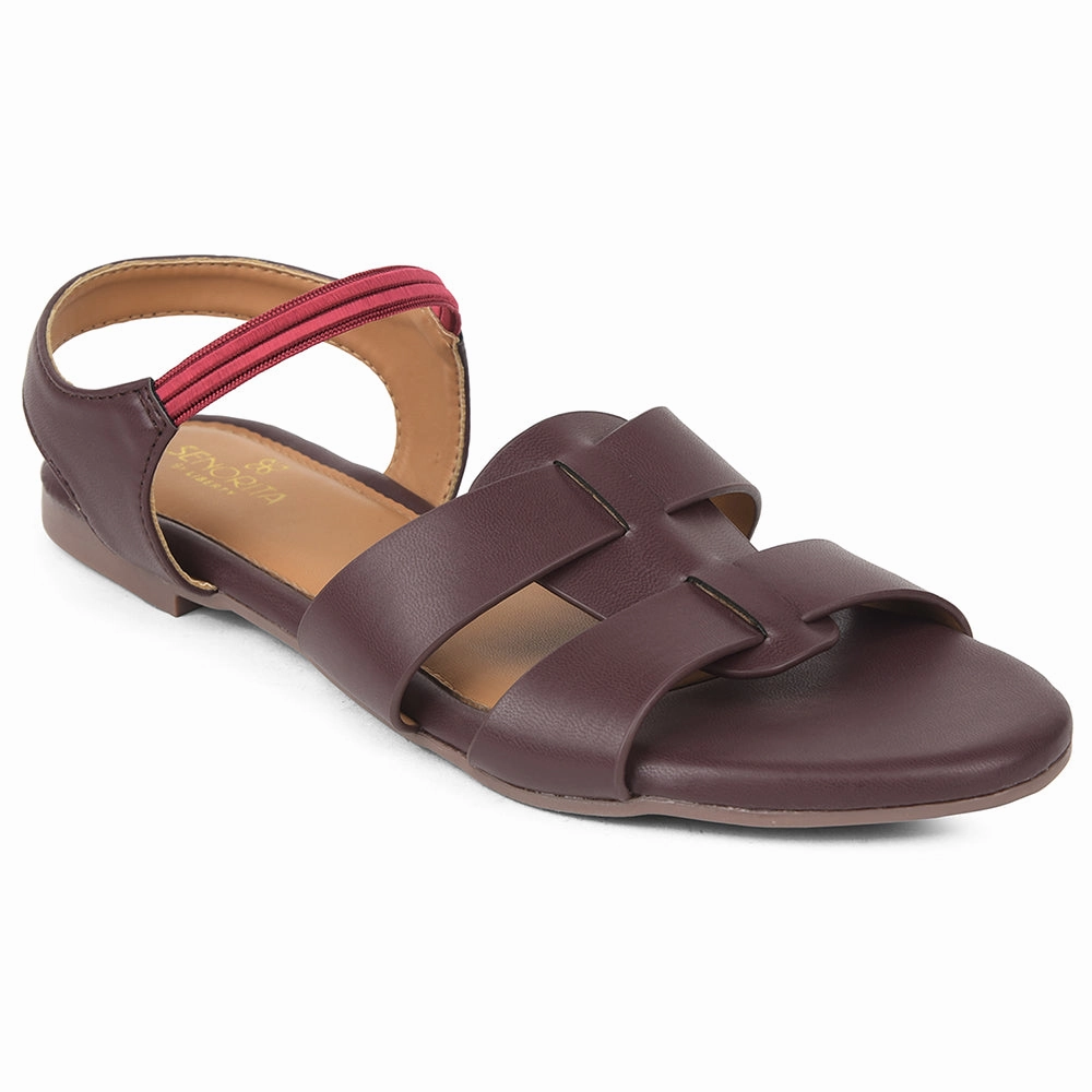 Senorita Maroon Casual Flat Sandal For Women DFL-101 By Liberty