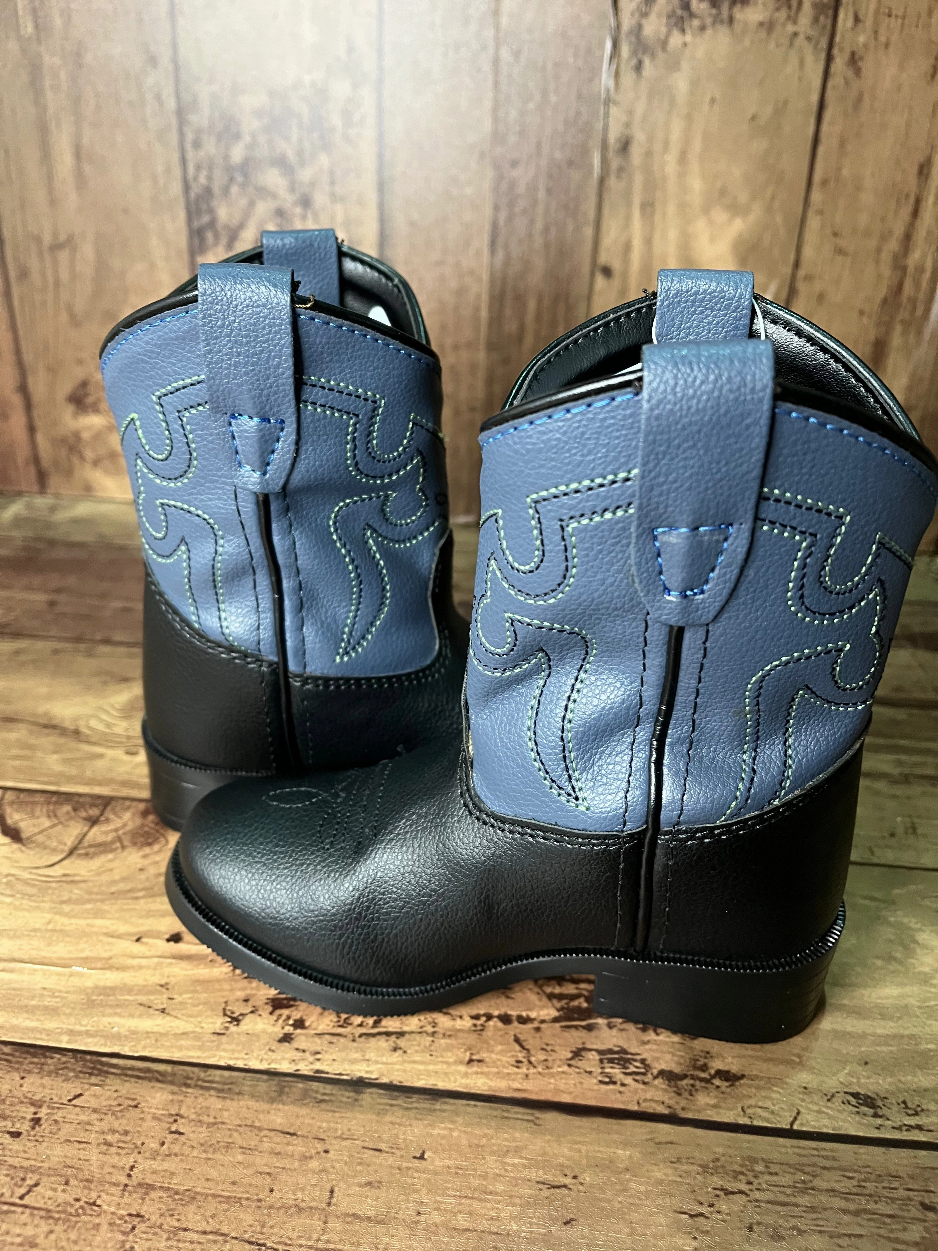 Smoky Mountain Boots 1576T Monterey Blue/Black Western Toddler Boots