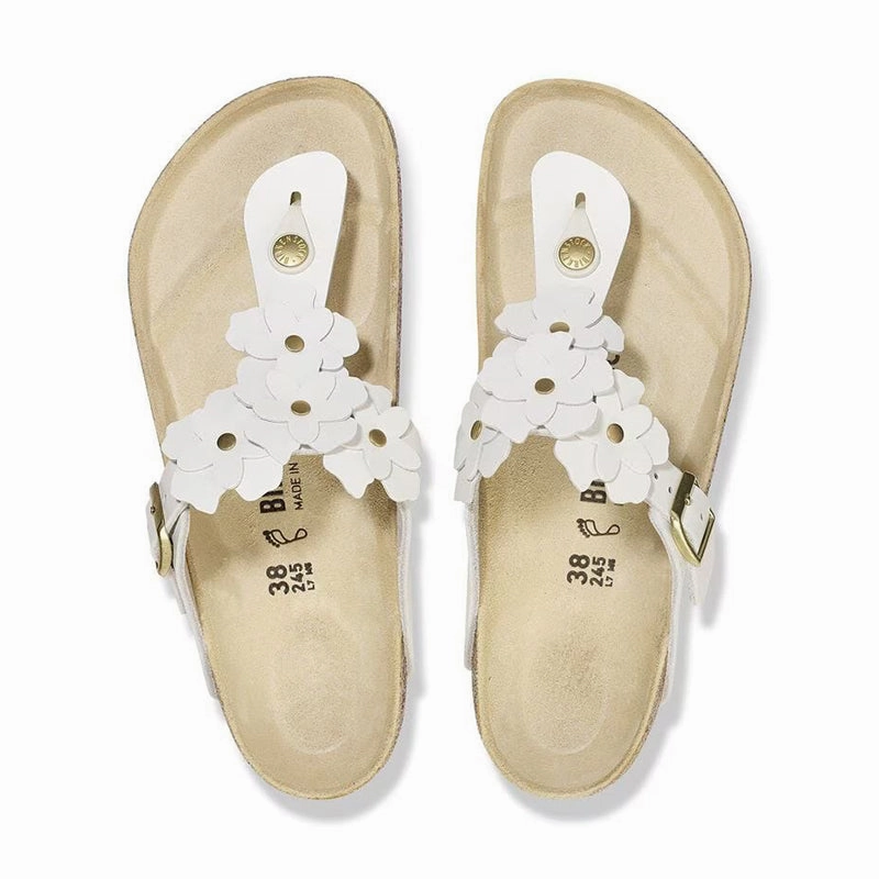 Women's Gizeh Flower White Leather